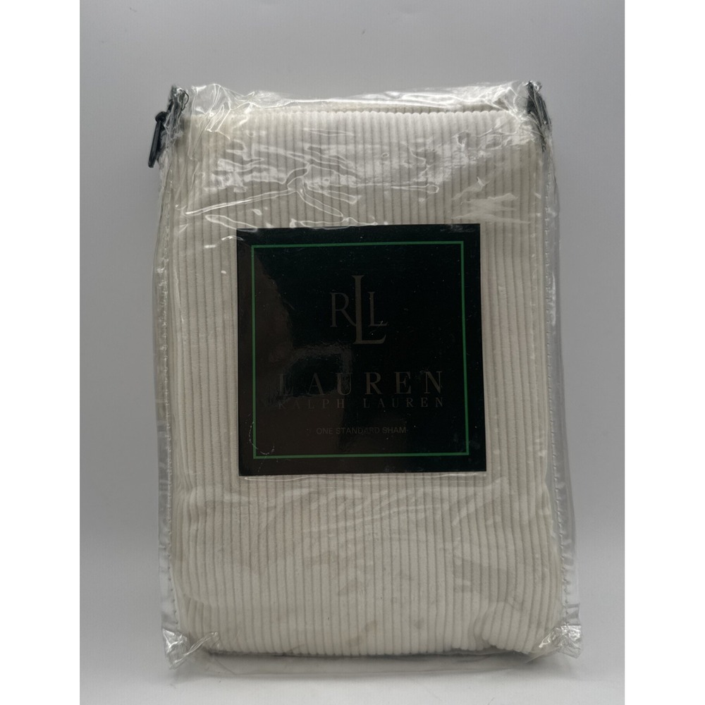 Vtg 90s Ralph Lauren Standard Pillow‎ Sham Cold Spring Corduroy Ivory Off White